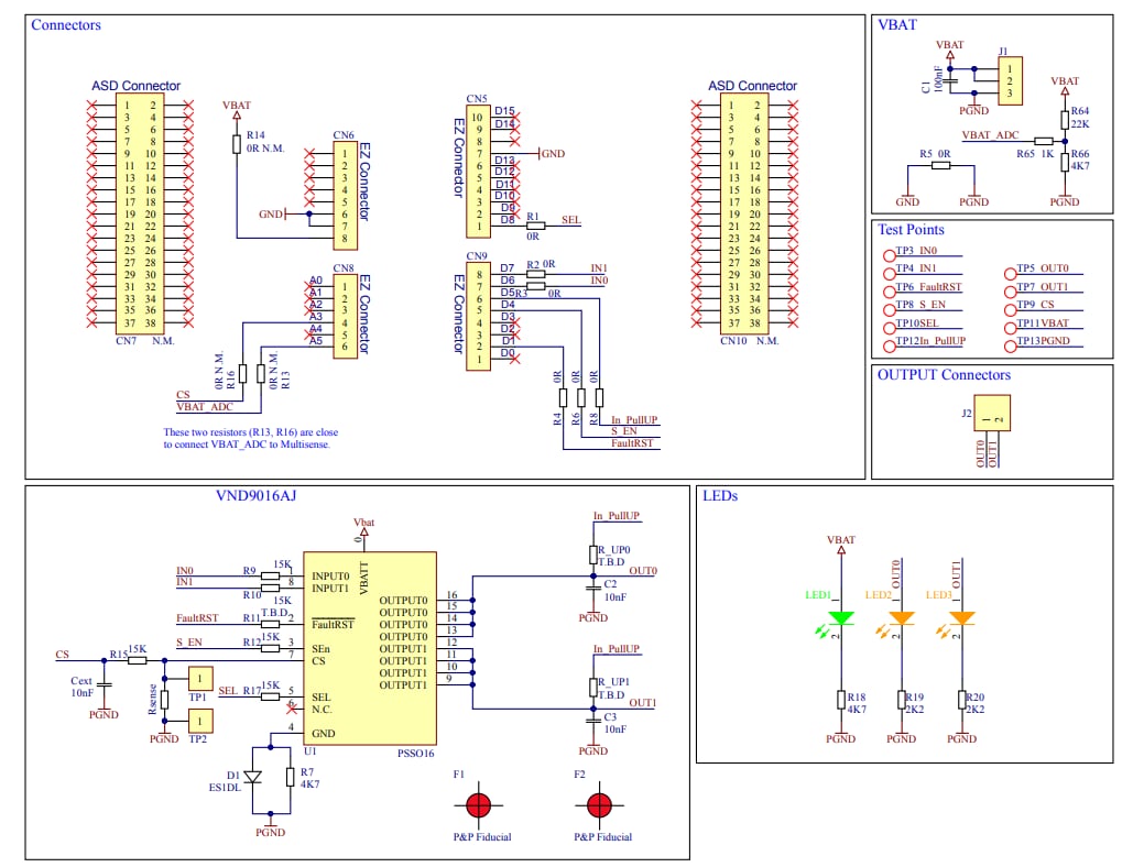 Schéma - STMicroelectronics Carte d'évaluation EV-VND9016AJ 